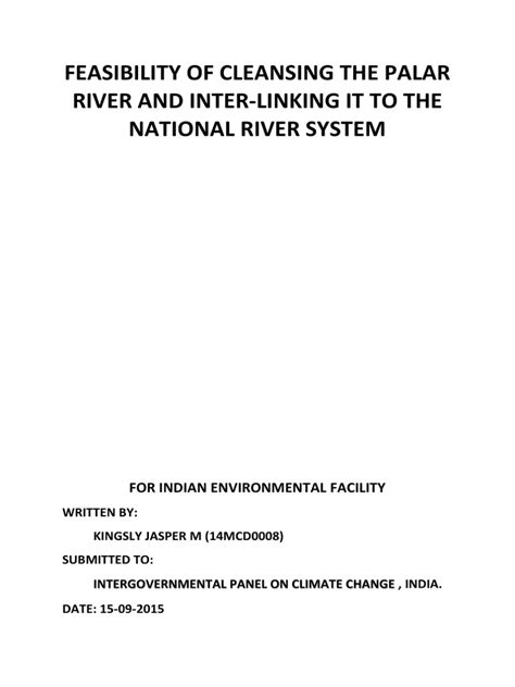 Feasibility of Cleaning The Palar River and It | PDF | Groundwater ...