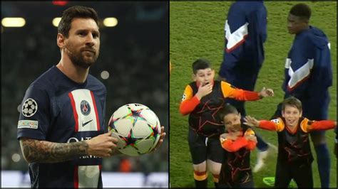 Watch Champions League mascots' in awe of Lionel Messi, PSG star gives ...