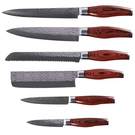 High Quality Damascus Knives Set Professional Sharp Japanese RoseWood ...