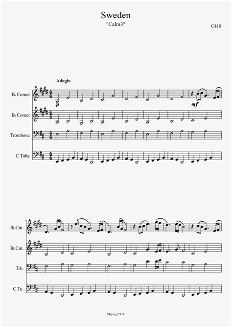 Sweden Sheet Music Composed By C418 1 Of 2 Pages - Trumpet Music Twenty One Pilots Transparent ...