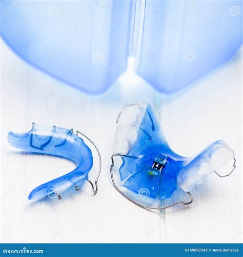 Dental Blue Removable Braces Or Retainers For Teeth, Orthodontic Stock Photo - Image: 59897242