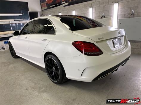 Mercedes C300 3M Satin White - CUSTOMWRAPS.CA