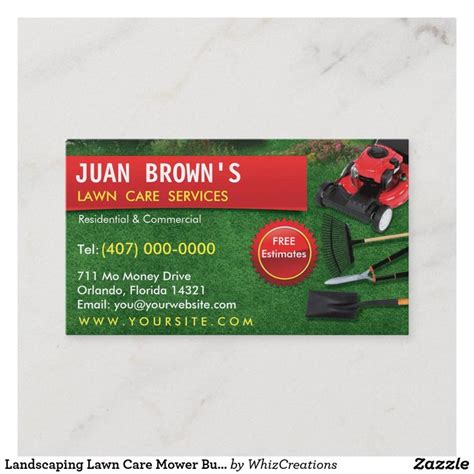 Landscaping Lawn Care Mower Business Card Template | Zazzle.com in 2021 | Lawn care, Cleaning ...