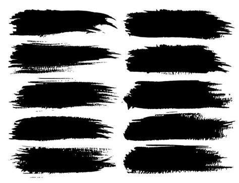 Set of brush strokes, Black ink grunge brush strokes. Vector ...