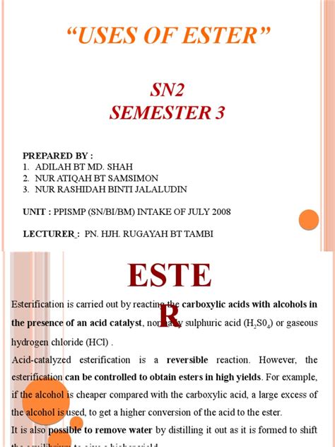 USES OF ESTER | Acetate | Functional Group