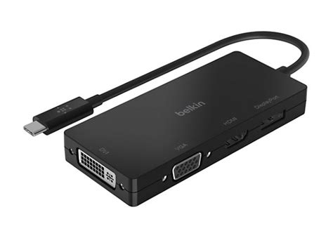 Belkin USB-C Multiport Video Adapter 4k DP 4k HDMI VGA DVI - Black ...