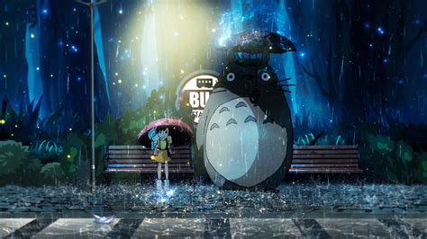 My Neighbor Totoro - Rainy Night HD Wallpaper by zapdosify