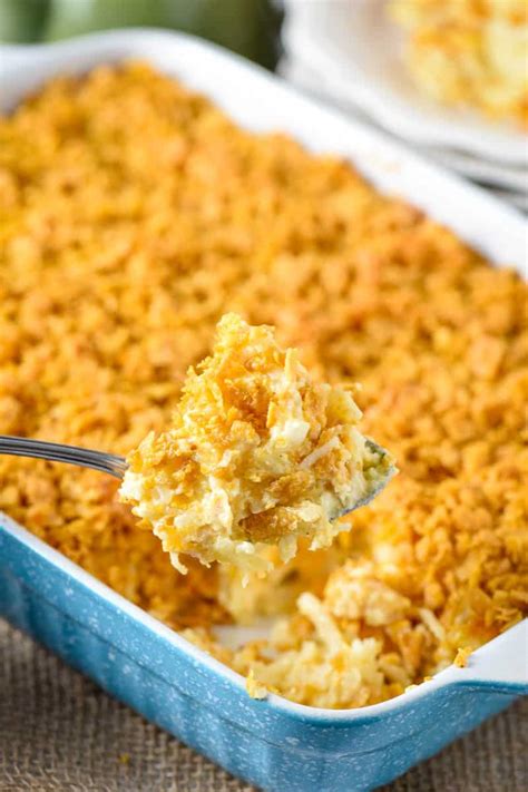 Cheesy Hash Brown Casserole with Corn Flakes Topping - Adventures of Mel