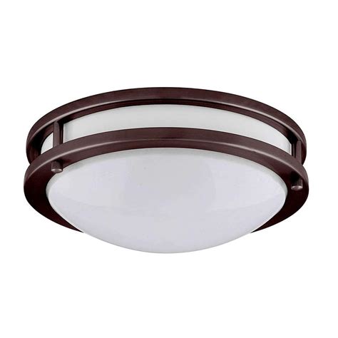 JR 10 in. 1-Light Bronze LED Flush Mount Light 4000K-LED-JR001LBZ - The Home Depot