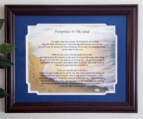 Footprints in the Sand Poem Frame Gift Framed Christian Art | Etsy