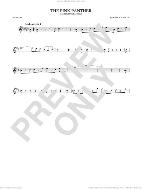 Alto Saxophone Sheet Music Pink Panther