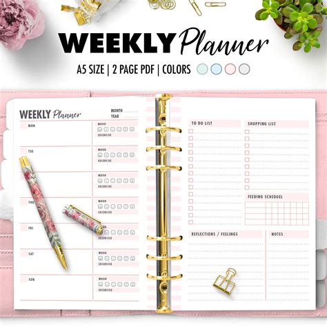 A5 Weekly Planner Printable 2 Page | Etsy | A5 weekly planner printable ...