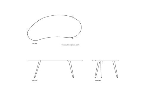 Kidney Coffee Table - Free CAD Drawings