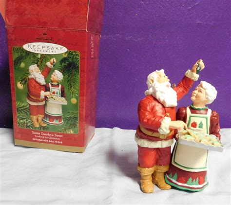 Vintage Santa Sneaks a Sweet Ornament Santa and Mrs. Claus Hallmark ...