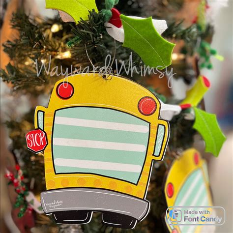 School Bus Christmas Ornament Can Personalize Wooden Christmas Ornament ...