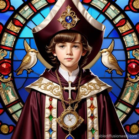 Religious Boy with Hourglass and Bird | Stable Diffusion Online