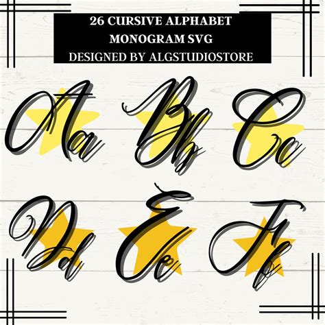 Alphabet Cursive Svg Monogram in Cut Files for Cricut - Etsy