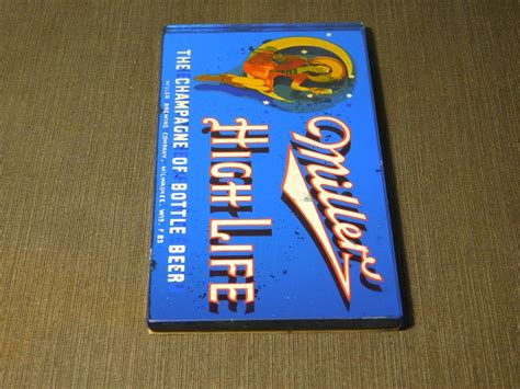 VINTAGE 8" X 4" MILLER HIGH LIFE BEER MOON STAND UP TABLE TOP GLASS BAR SIGN | eBay