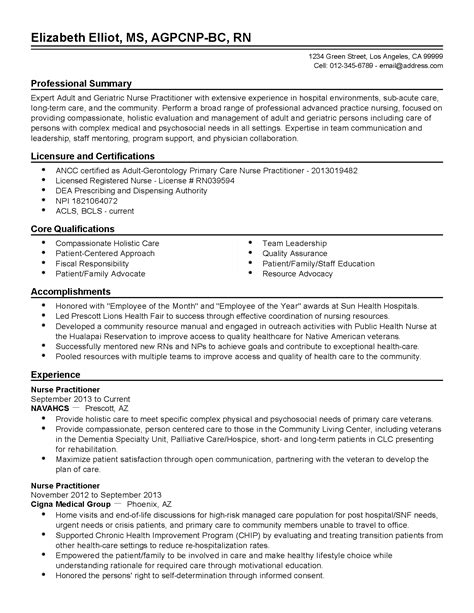 Nurse Practitioner Resume Professional Geriatric Nurse Practitioner Templates To Nurse ...