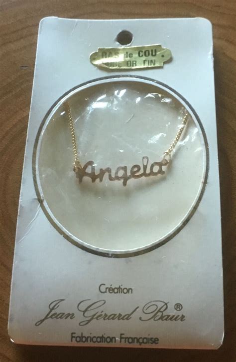 FRENCH DESIGNER 1970s " ANGELA " NAME NECKLACE~ GOLD … - Gem