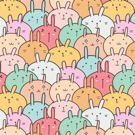 Cute Bunny Vector Pattern Background. Funny Doodle. Handmade Vector Illustration. 613924 Vector ...