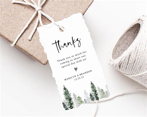 Pine Tree Wedding Favor Tags, Thank You Tag, Wedding Favor Tag, Forest ...