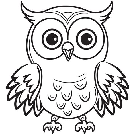 Owl outline vector illustration. Coloring book for children. Cartoon ...