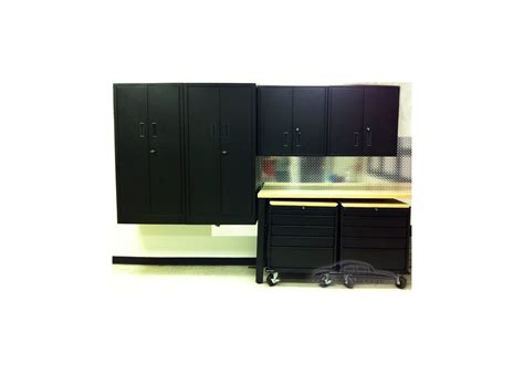 7 Piece Set of Black Garage Storage Cabinets