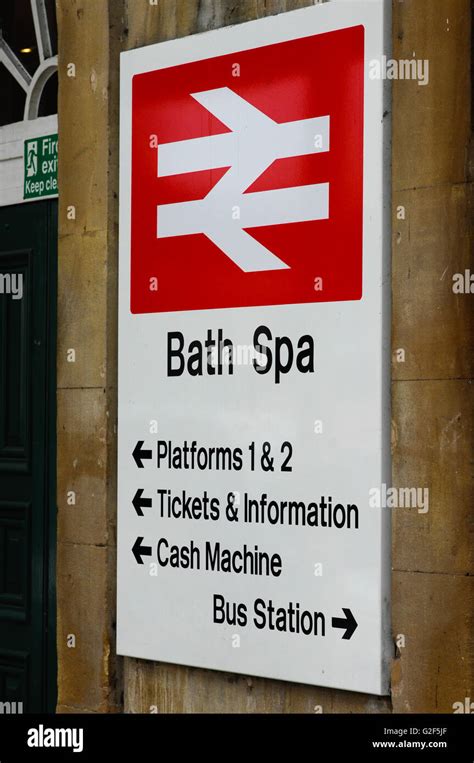 Bath Spa train station sign England UK Stock Photo - Alamy