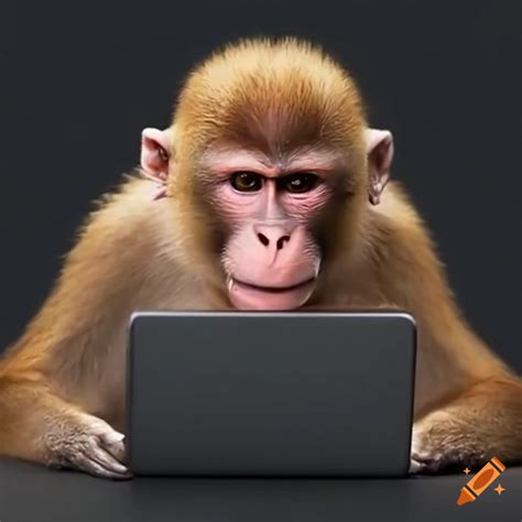 Monkey using a laptop on Craiyon