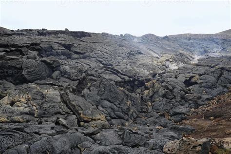 Lava field of Iceland's newest volcano, Geldingadalir 12022545 Stock ...