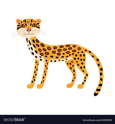 Cute animals ocelot cartoon wild cat isolated Vector Image