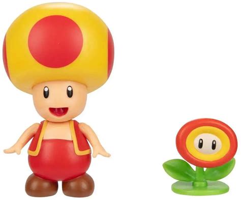 World of Nintendo Super Mario Fire Toad 4 Action Figure with Fire Flower Jakks Pacific - ToyWiz