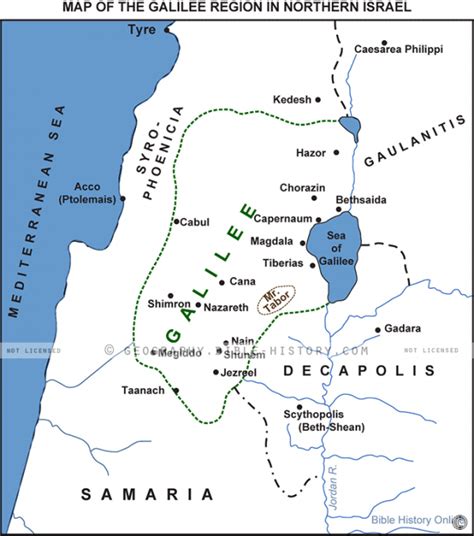 Galilee Region in New Testament Israel - Basic Map (72 DPI) 1-Year ...