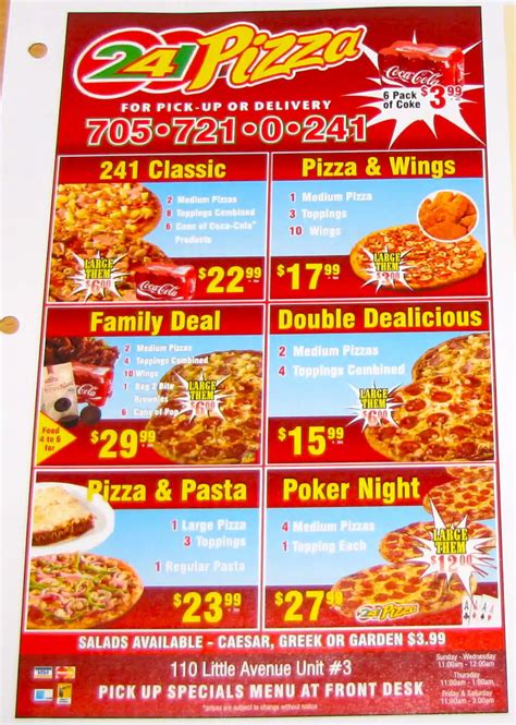 241 Pizza Menu, Menu for 241 Pizza, Brockville, Brockville - Urbanspoon ...