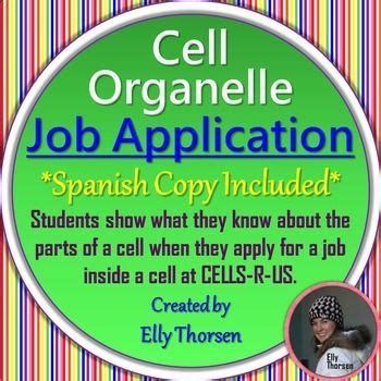 Cell Organelle Job Application Assignment in English and Spanish | Job application, Cell parts ...