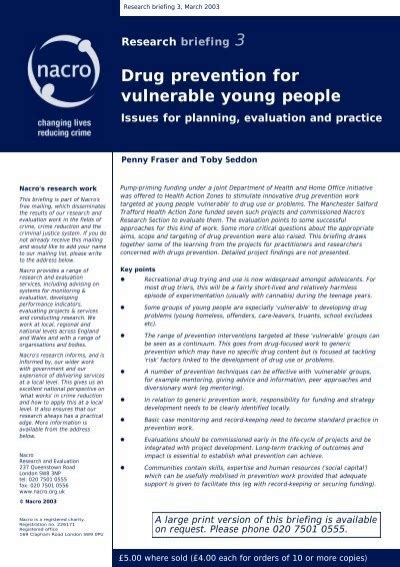 Drug prevention for vulnerable young people - Nacro