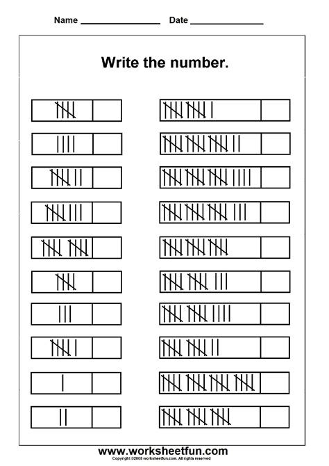 Tally Marks Worksheets 1st Grade