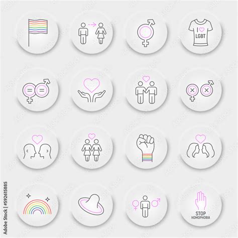 LGBT line icon set, lgbtq symbols collection, vector sketches ...