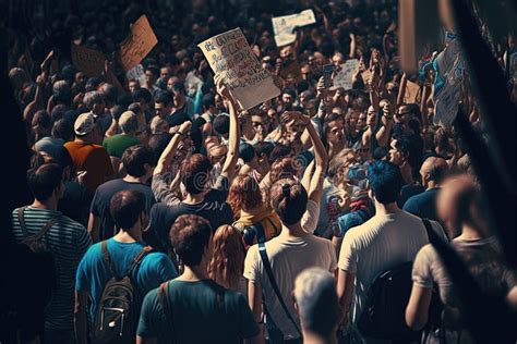 Large Group of People Protesting. Big Crowd of People on the Streets ...