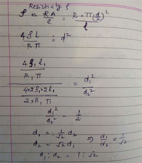 Two conducting wires of same material and of equal lengths, resistance and resistivity having ...