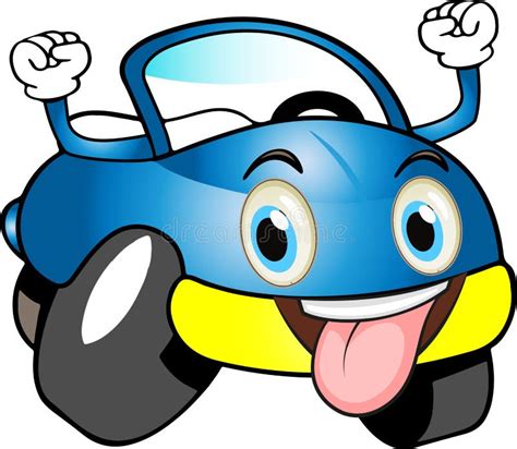 Funny Blue Colored Cartoon Car Stock Illustration - Illustration of green, fill: 119138587