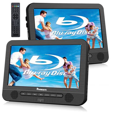 NAVISKAUTO 10.1'' Blu Ray Dual Screen DVD Player Portable with Rechargeable Battery Support ...