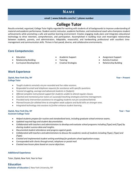 College Tutor Resume Example & GuideYour complete guide on how to write a resume: a professional ...