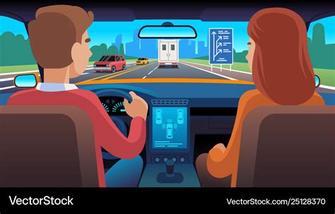 People inside car interior travel driver Vector Image