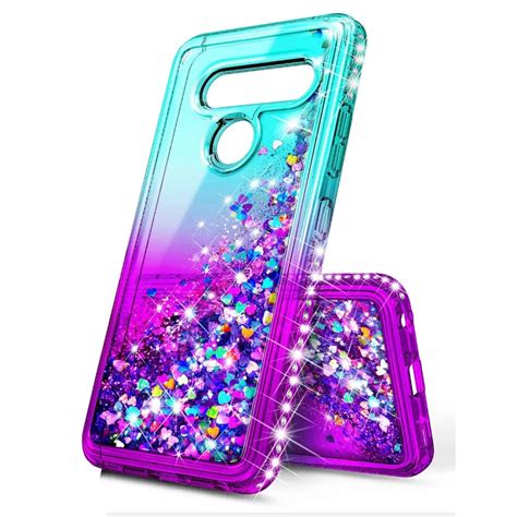 For LG G8 ThinQ Phone Case Dynamic Liquid quicksand Bling cute Sequin Glitter Diamond Shockproof ...