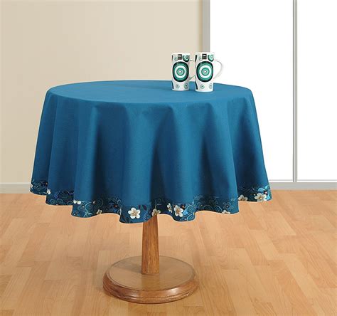 Round Table Cover Duck Cotton - 60 Inch Diameter -Blue Tablecloths for 4 Seater Tables >>> See ...