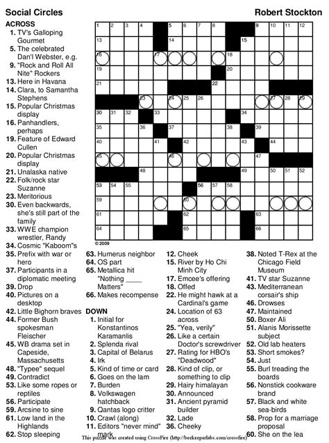 Los Angeles Times Crossword Puzzle Printable | Printable Crossword Puzzles