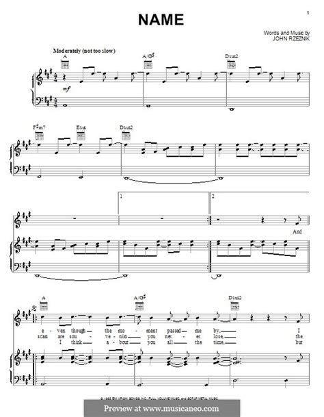 Name (Goo Goo Dolls) by J. Rzeznik - sheet music on MusicaNeo