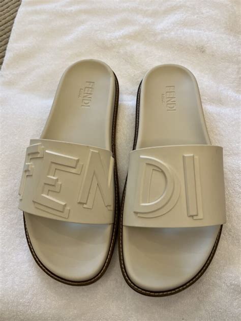 Men’s fendi embossed logo slides size 45 | The Luxury Flavor